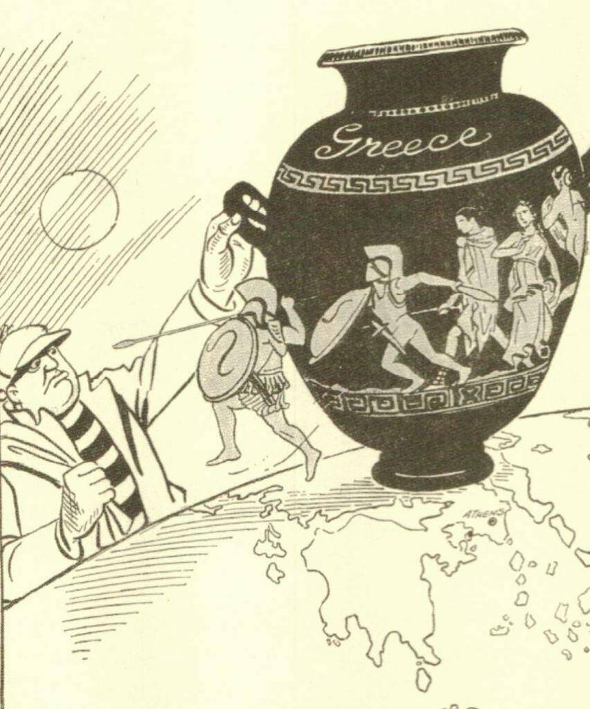 Η ελληνική αρχαιότητα στην υπηρεσία της βρετανικής προπαγάνδας. Οι Ρωμαίο άλλωστε δεν είχαν επιτεύγματα, όλα τα πήραν από τους Έλληνες ( "επιχείρημα" προς εμψύχωση  από τα βρετανικά αρχεία) !