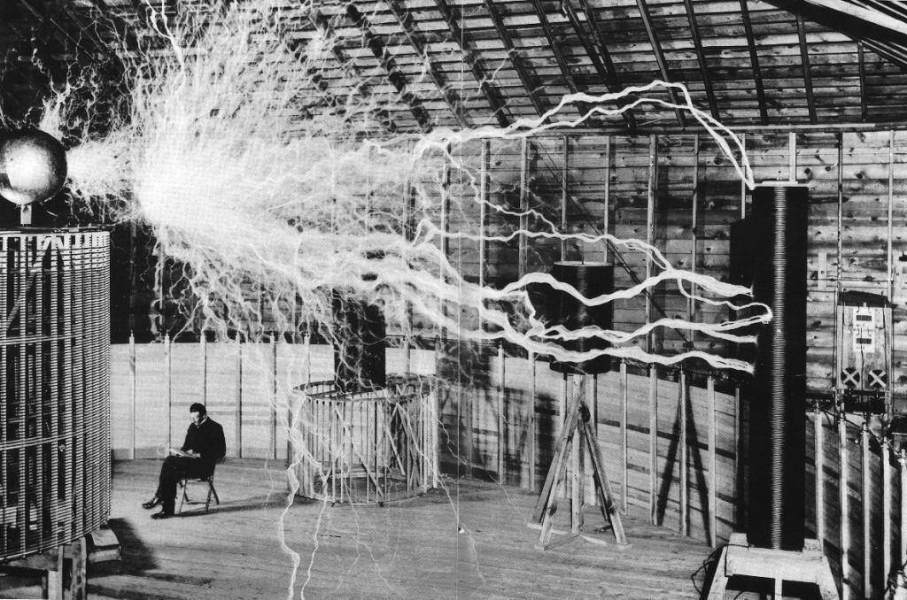Nikola Tesla in his lab