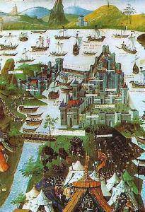 "Η τελευταία πολιορκία της Κωνσταντινούπολης",γαλλική μινιατούρα της εποχής,15ος αιώνας 